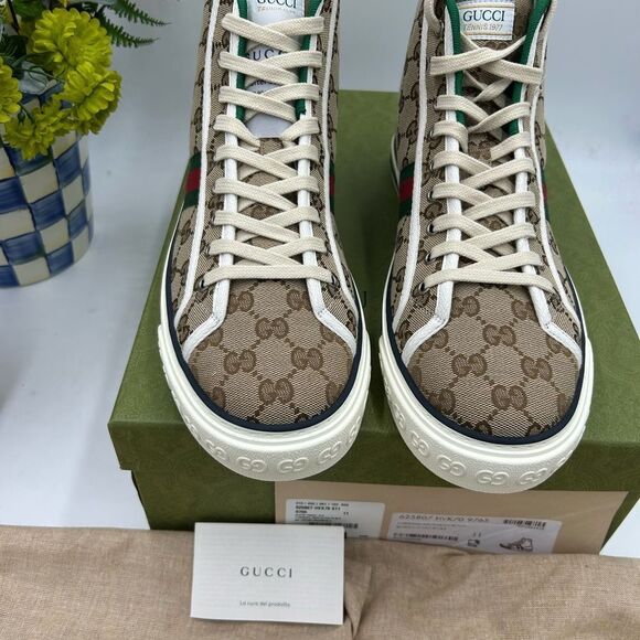 Men's Gucci tennis 1977 high top sneakers size 11 made in Italy - Picture 5 of 12